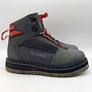 Simms Tributary Wading Boots Men's 8 Brown 12mm Felt Sole Lace Up Fishing Shoes